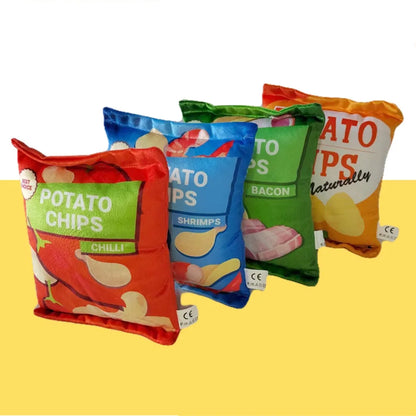 Dog Toy Training Dolls With Sound Pets Entertainment Potato Chips Stuffed Pillow Simulated Cat Bread Interactive Chewing Toys