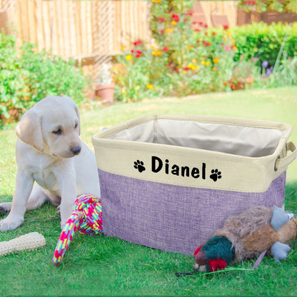 Personalized Dog Toy Basket Free Print Pet Storage Box DIY Custom Dog Name Toys Clothes Accessories Foldable Organize Storage