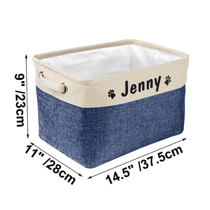 Personalized Dog Toy Basket Free Print Pet Storage Box DIY Custom Dog Name Toys Clothes Accessories Foldable Organize Storage