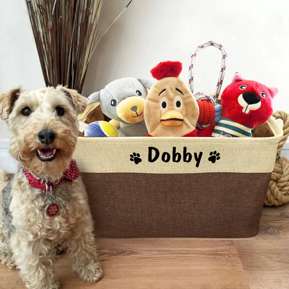 Personalized Dog Toy Basket Free Print Pet Storage Box DIY Custom Dog Name Toys Clothes Accessories Foldable Organize Storage