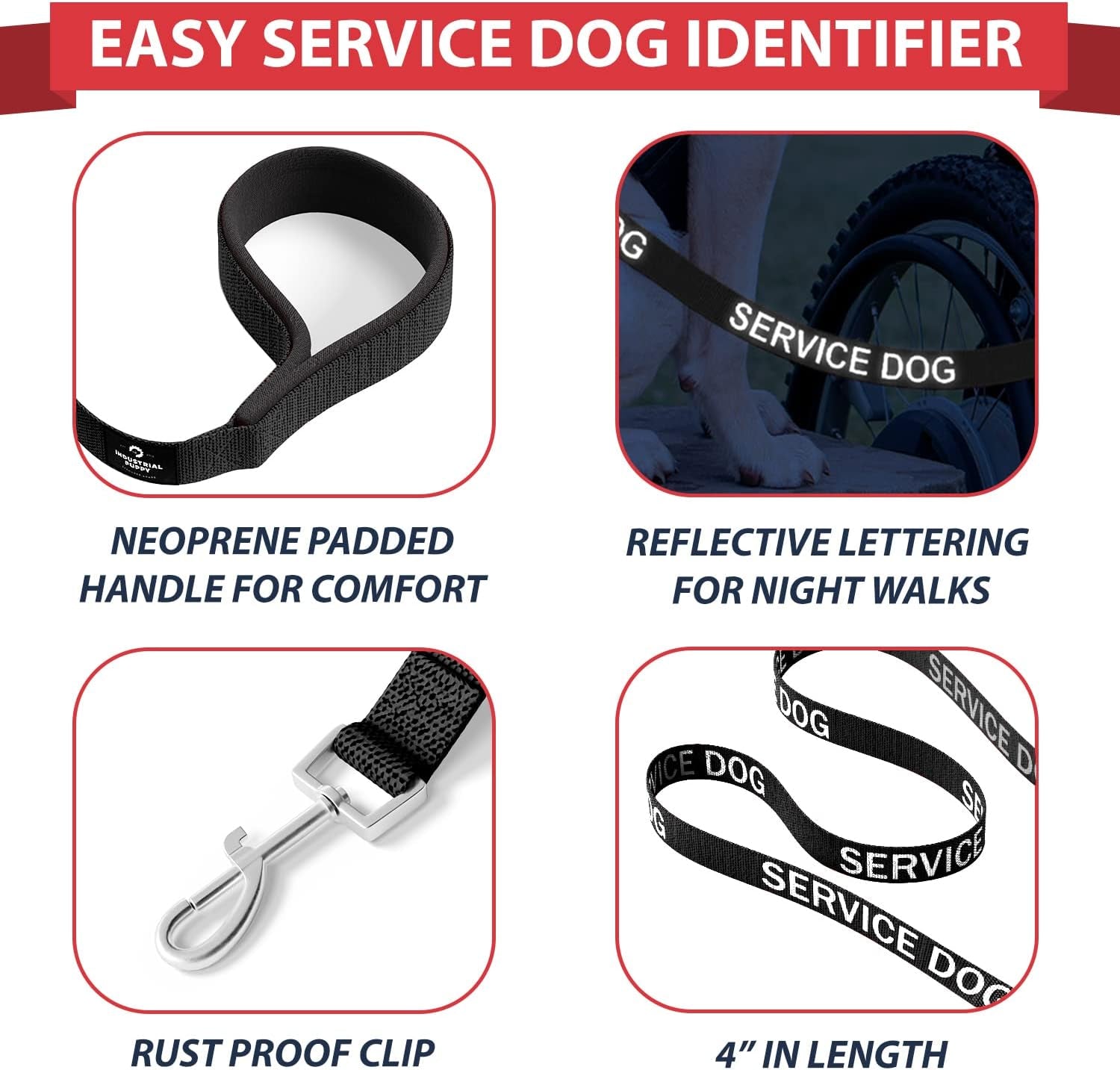 Service Dog Vest with Hook and Loop Straps & Matching Service Dog Leash Set - Harnesses from XXS to XXL - Service Dog Harness Features Reflective Patch and Comfortable Mesh Design