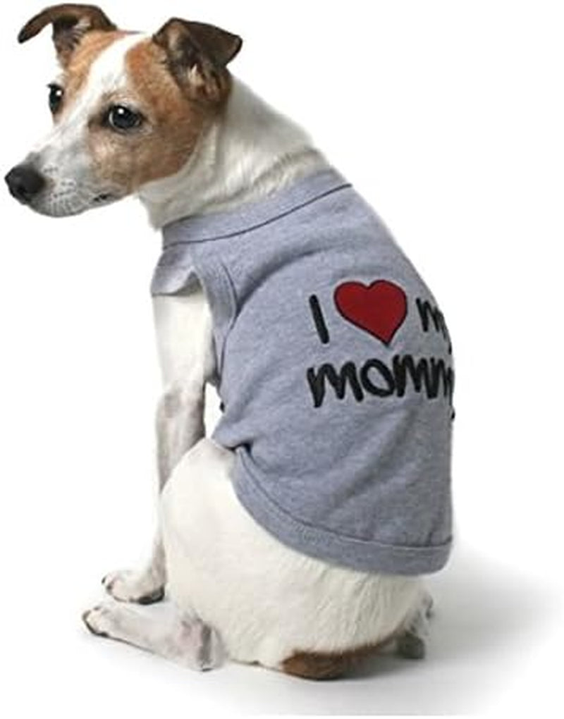 Dog Cat Clothes Tee Shirts I Love Mommy Grey T-Shirt, 2XL