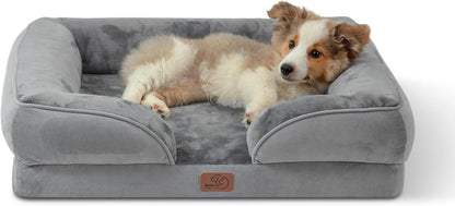 Orthopedic Bed for Medium Dogs - Waterproof Dog Sofa Bed Medium, Supportive Foam Pet Couch with Removable Washable Cover, Waterproof Lining and Nonskid Bottom, Grey