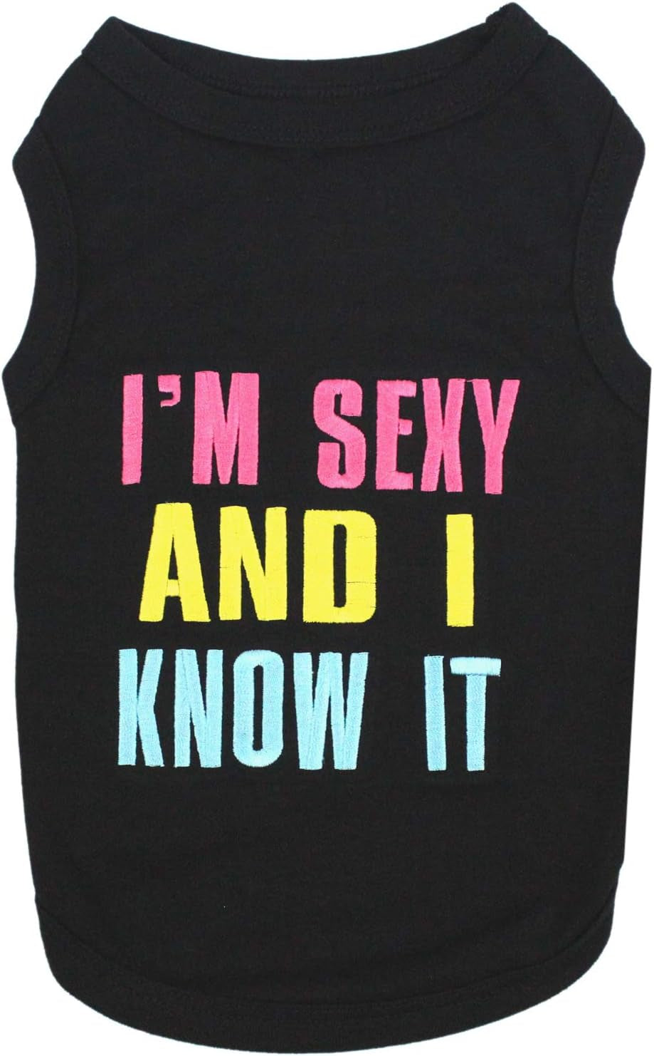 Dog Cat Clothes Tee Shirts Embroidered T-Shirt Sexy and I Know It, M