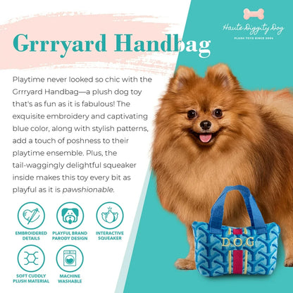 Fashion Hound Designer Handbags & Bones Collection – Soft Plush Designer Dog Toys with Squeaker and Fun, Parody Designs from Safe, Machine-Washable Materials for All Breeds & Sizes