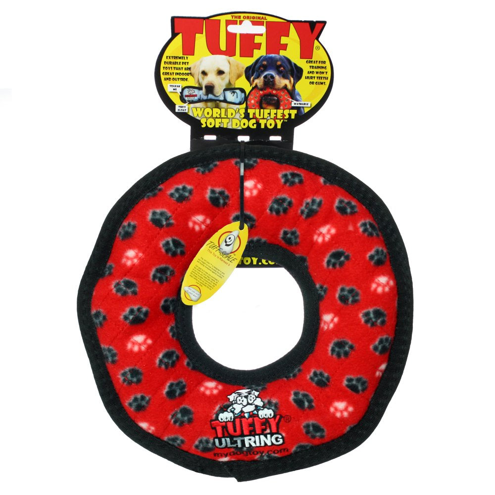 Ultimate Ring Red Paw, Squeaky and Durable Dog Toy