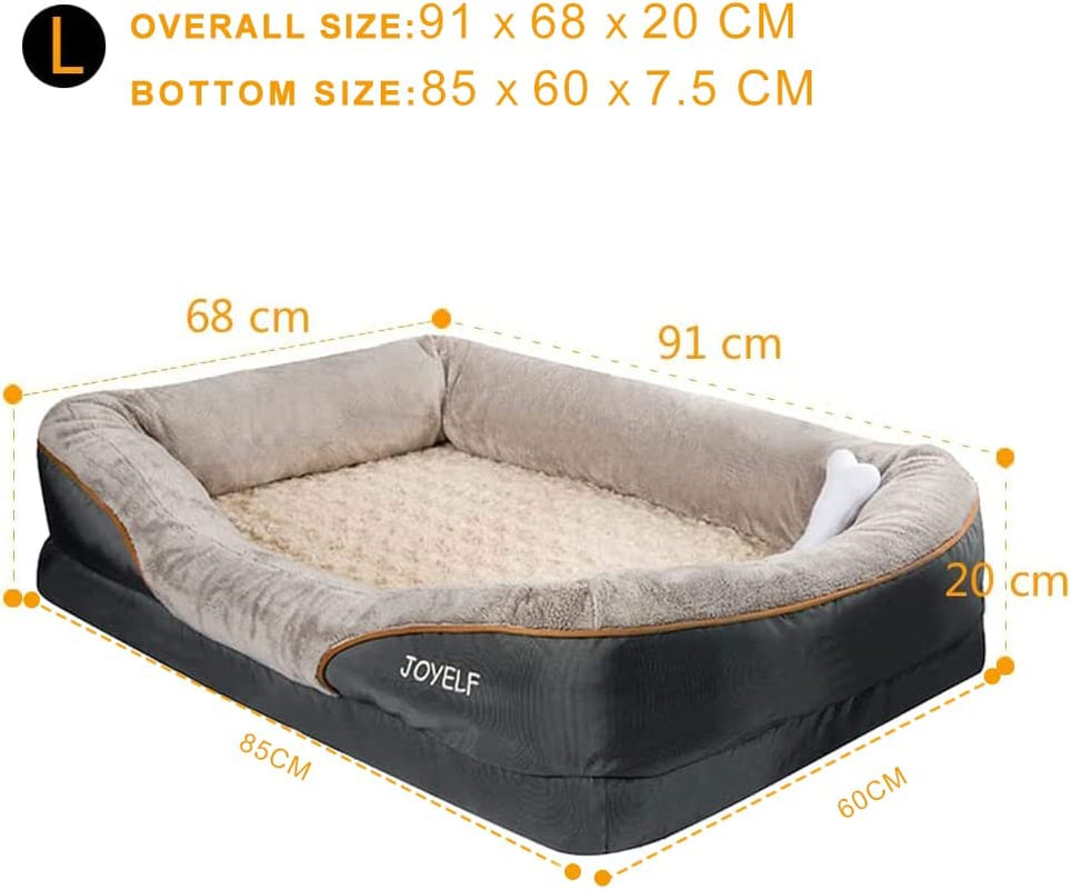 Large Memory Foam Dog Bed, Orthopedic Dog Bed & Sofa with Removable Washable Cover and Squeaker Toy as Gift