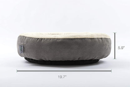 round Donut Cat and Dog Cushion Bed, 20In Bed for Cats or Small Dogs, Anti-Slip & Water-Resistant Bottom, Super Soft Durable Fabric Pet Beds, Washable Luxury Cat & Dog Bed Gray