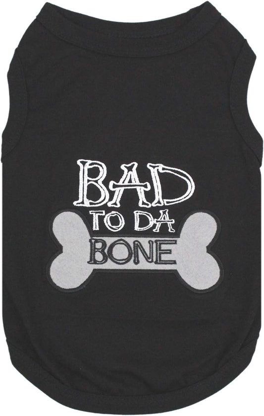 Dog Cat Clothes Tee Shirts Embroidered T-Shirt Spoiled Troublemaker the Boss Diva Queen (Bad to Da Bone, 3XL)